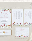 APRIL Watercolor Flower Wedding Invitation Suite Template