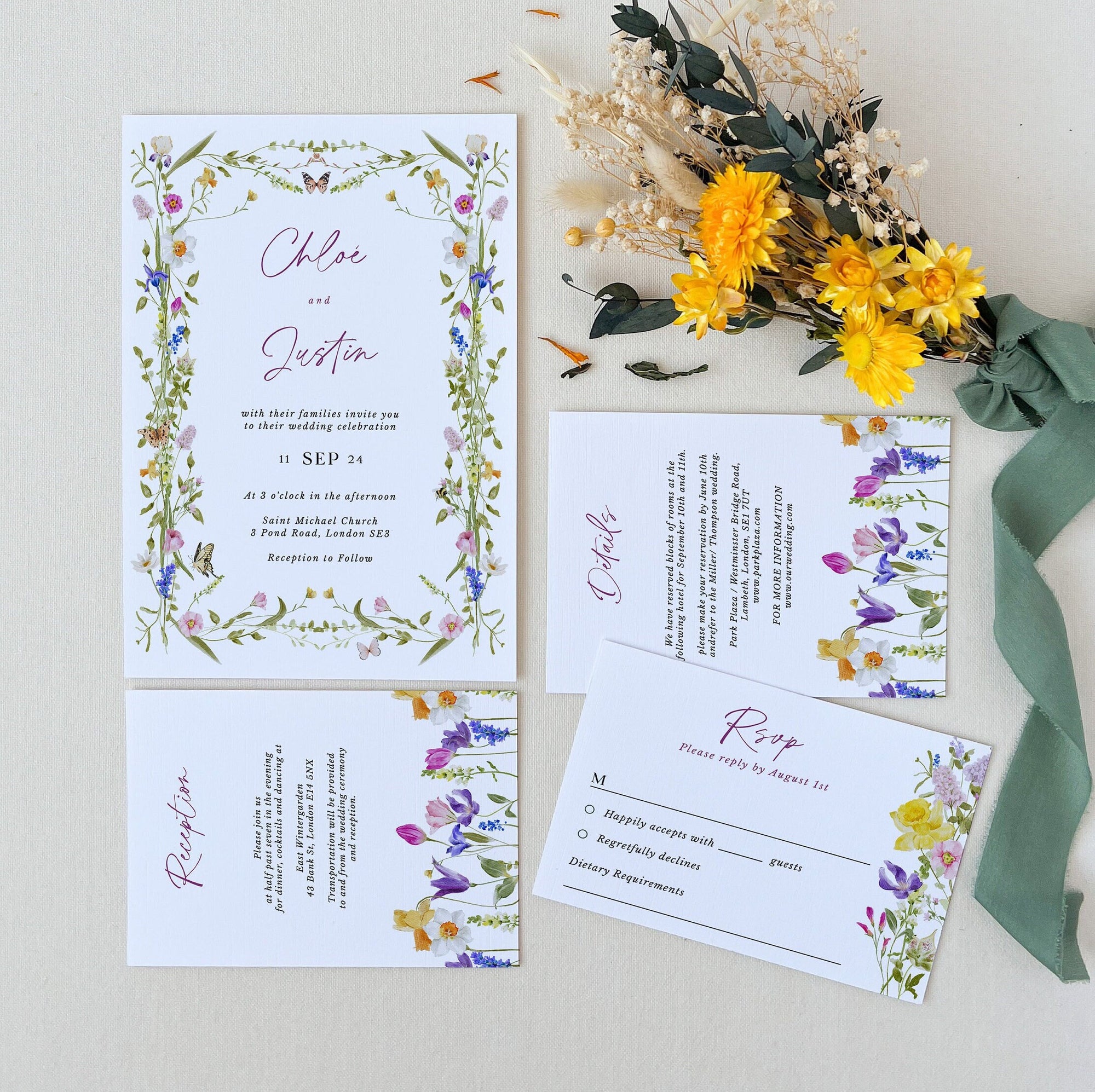 CHLOÉ Flower Wedding Invitation Suite Template
