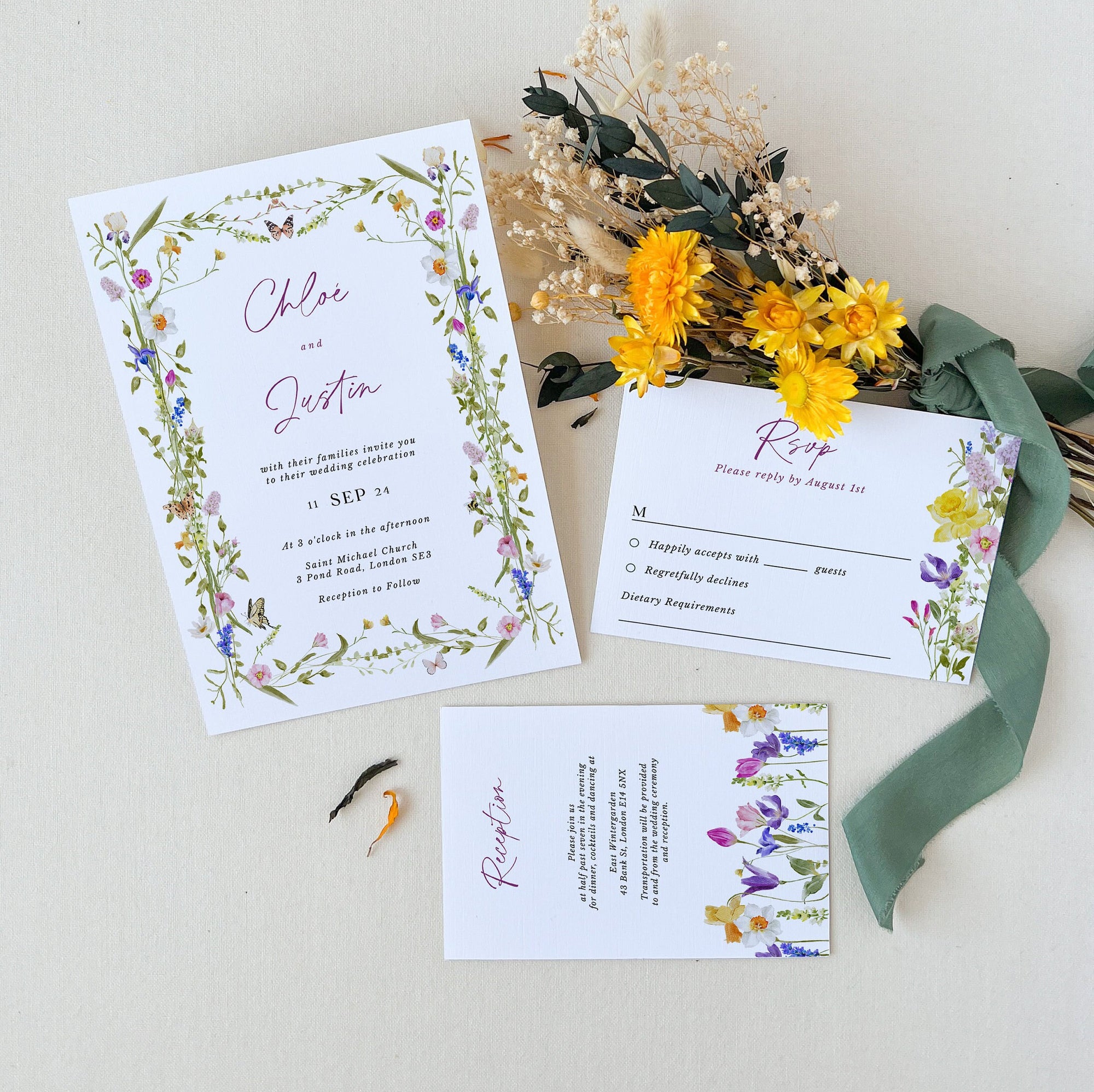 CHLOÉ Flower Wedding Invitation Suite Template