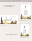ARNA Fall Mountain Wedding Seating Chart Card Template