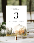 ARNA Fall Mountain Wedding Table Numbers Printable