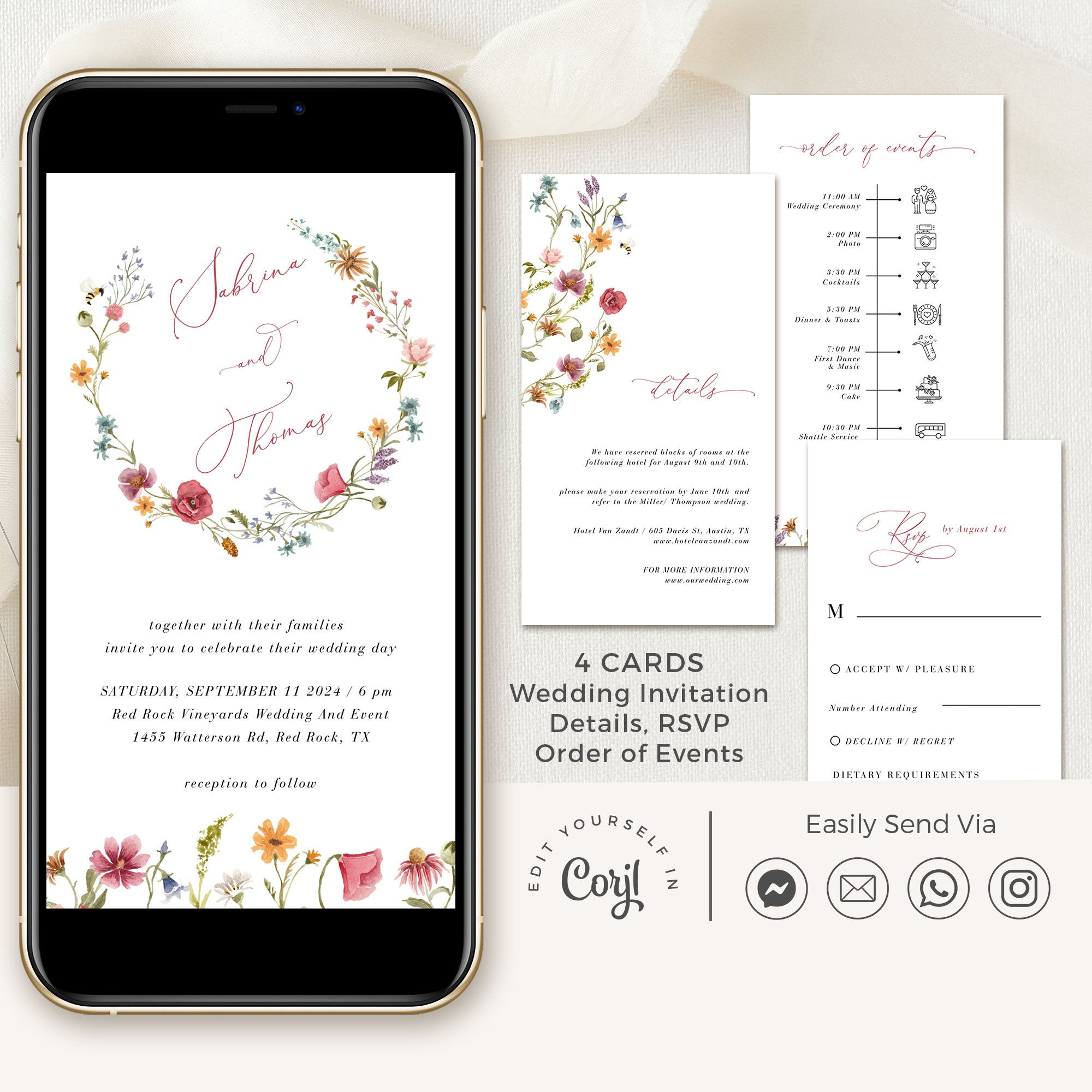 APRIL Digital Wedding Invitation Flower Design