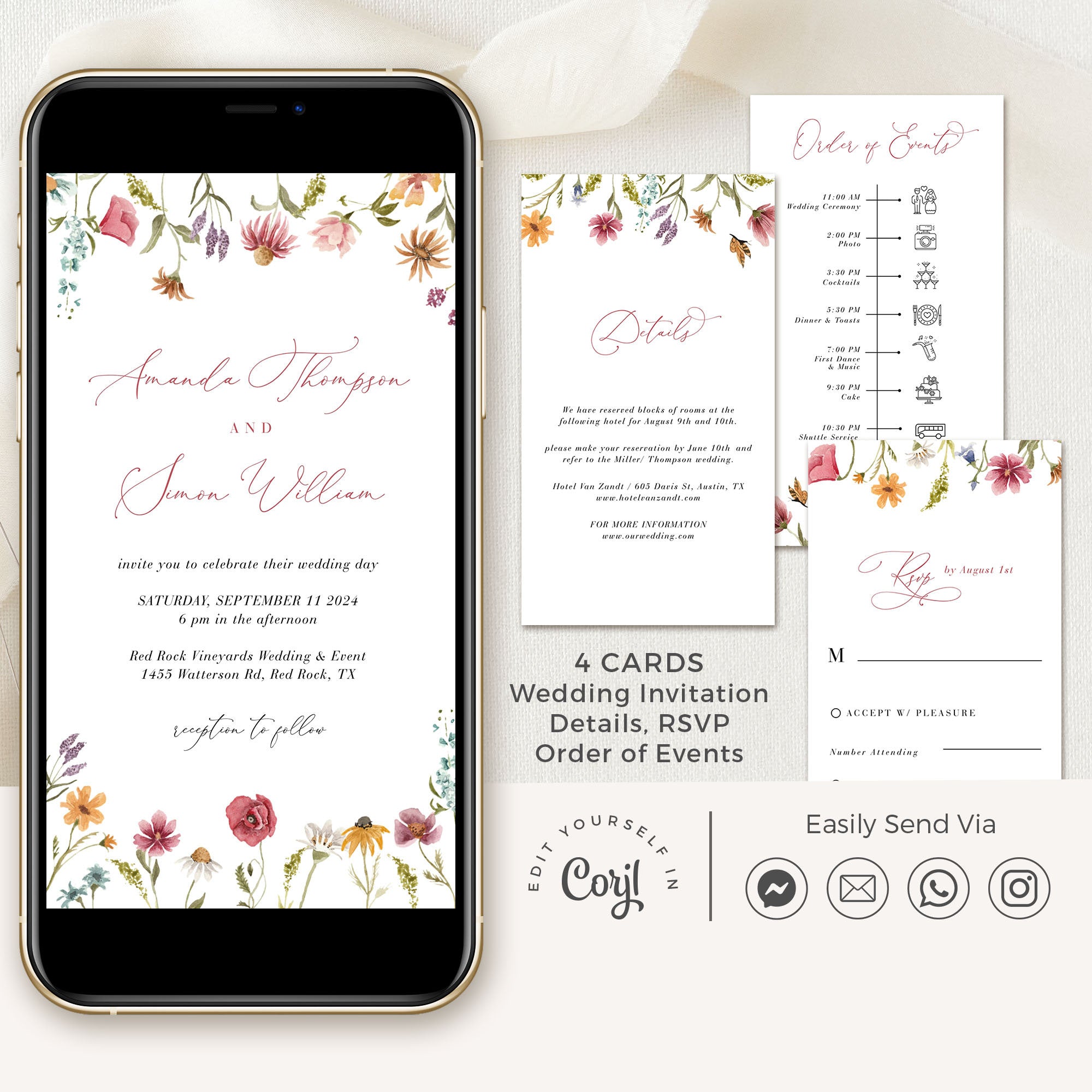 APRIL Digital Wedding Invitation Flower Design