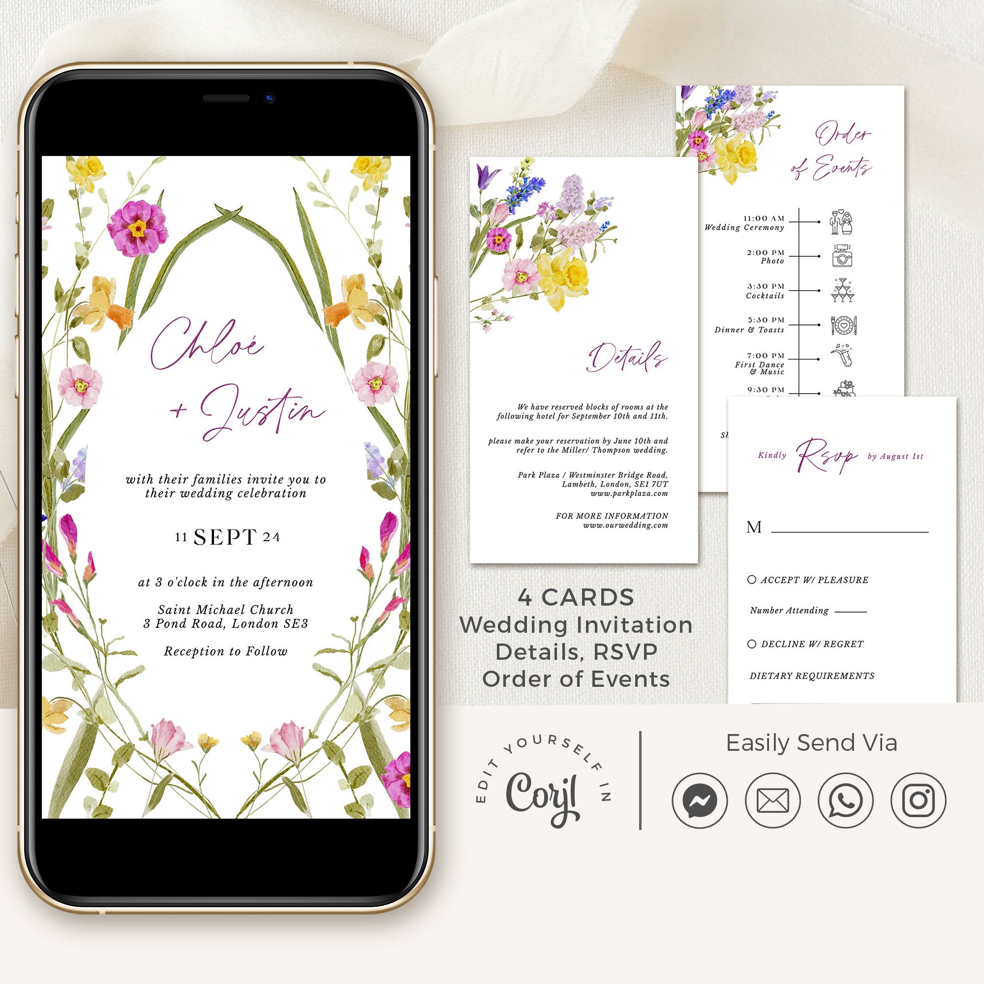 CHLOÉ Spring Wedding Invitation Digital Set