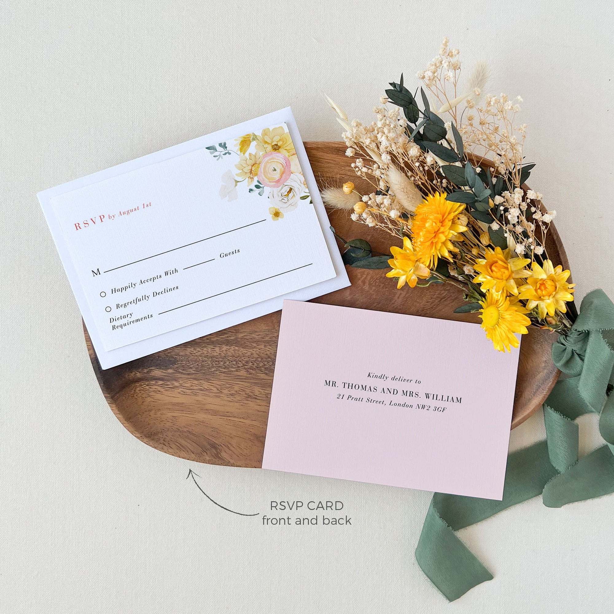 JUNE Floral Wedding Invitation Card with Rsvp