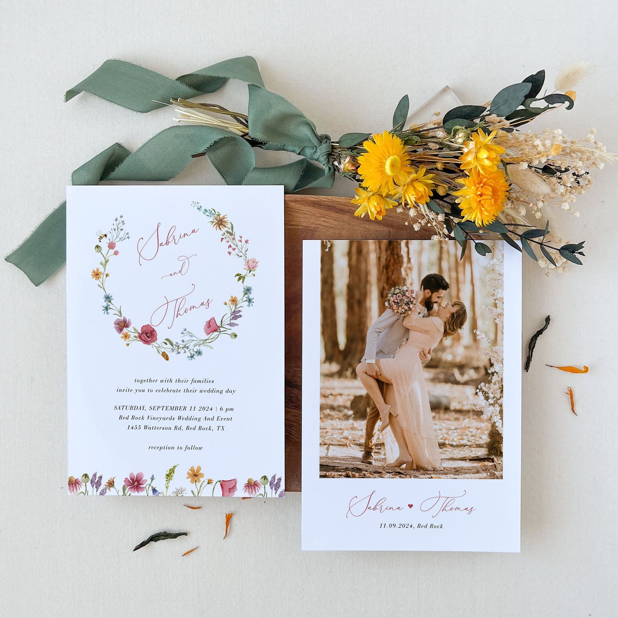 APRIL Wildflower Wedding Invitation Template