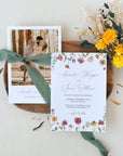 APRIL Watercolor Flower Wedding Invitation Suite Template
