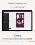 SPARKLE Video Birthday Invitation with Photo Fuchsia