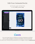 SPARKLE Video Birthday Invitation Dark Blue