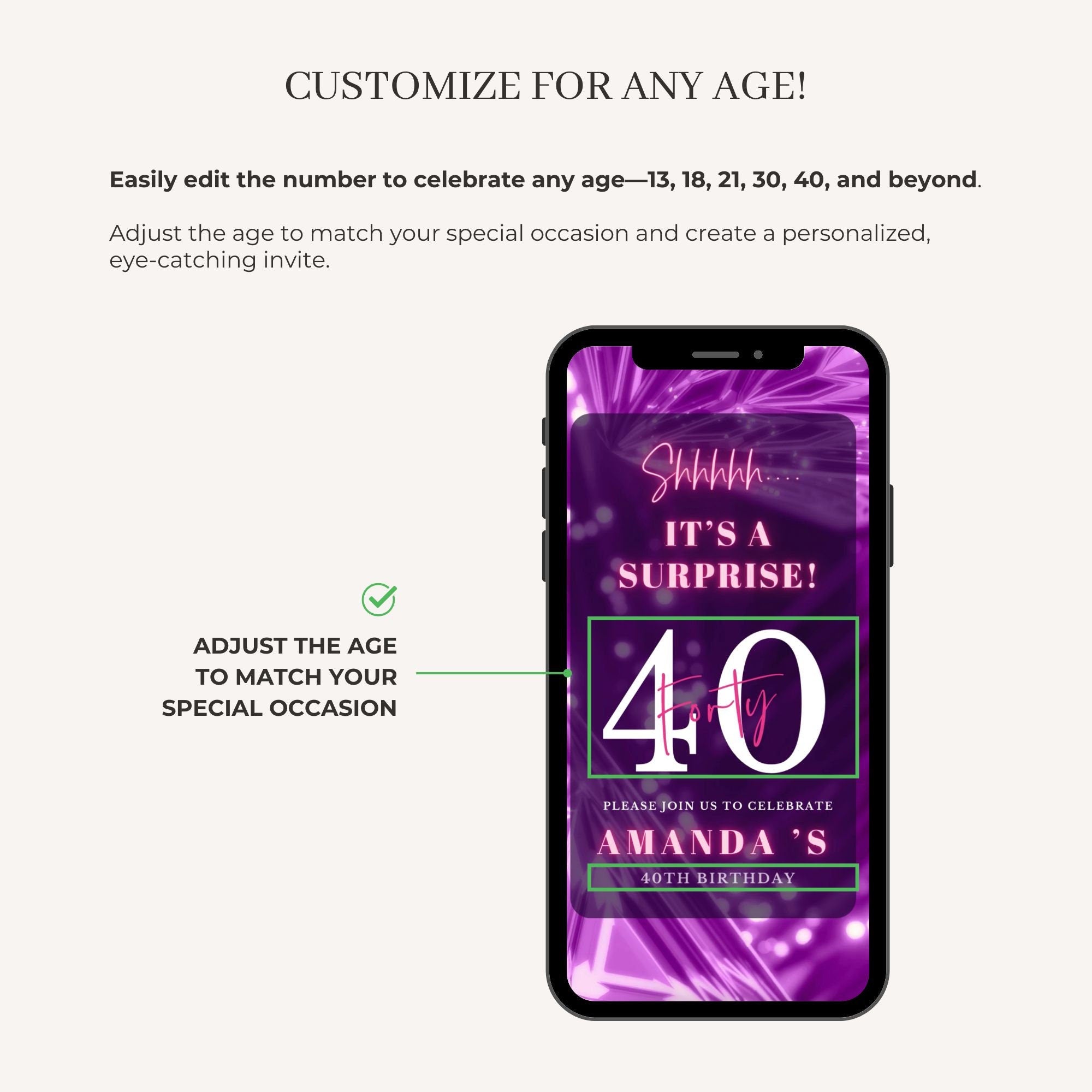 SPARKLE Video Birthday Invitation Purple