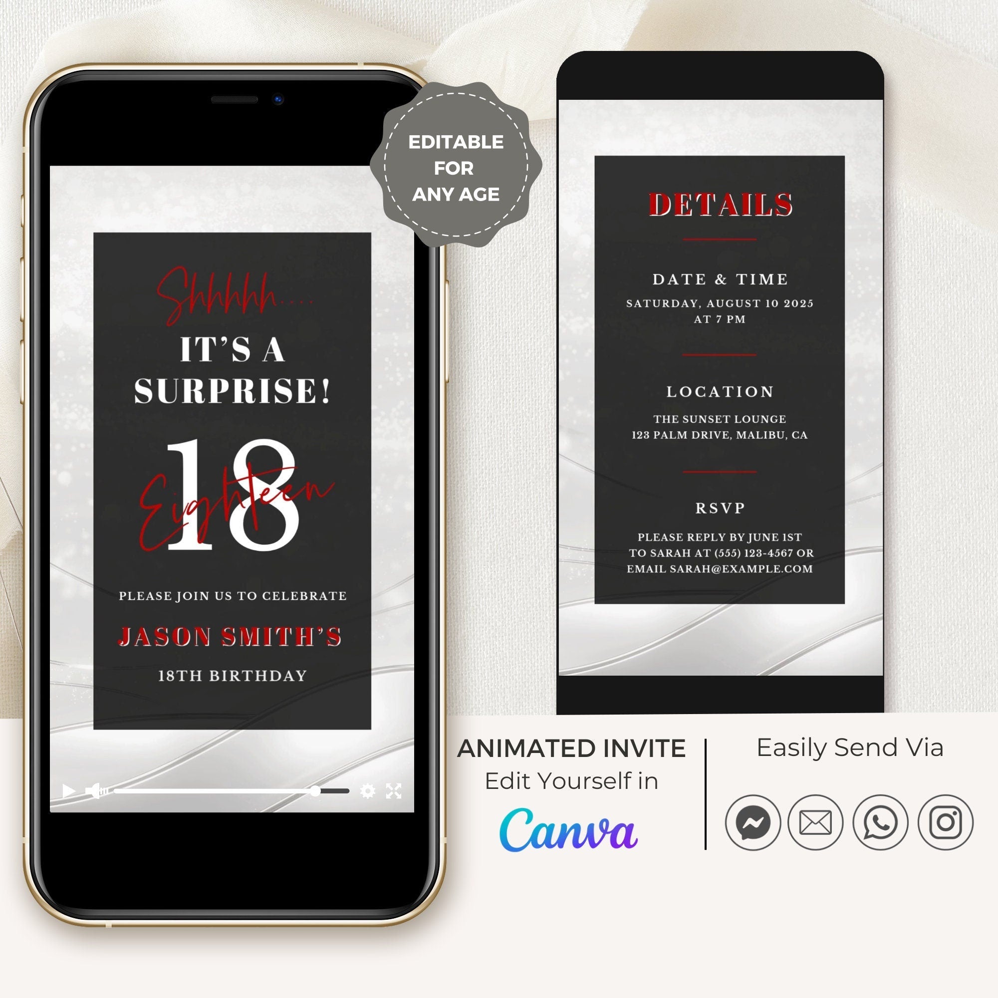 VIBE Birthday Invitation Video Silver