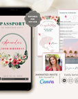 Tropical Floral Passport Birthday Invitation Video Template