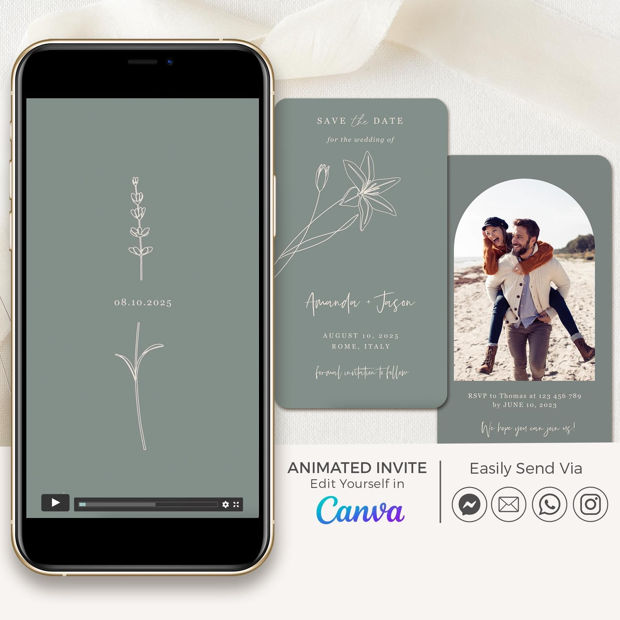 GIGLIOLA Save the Date Video Template - Sage & Blush