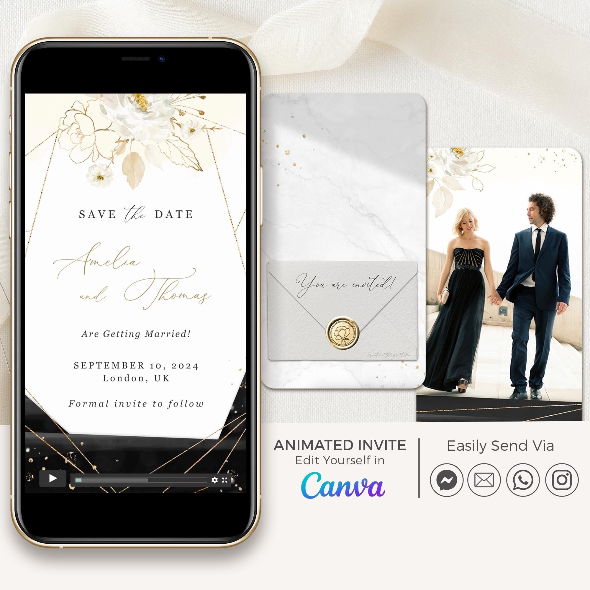 ANTEA Save the Date Video Template - Black & Gold