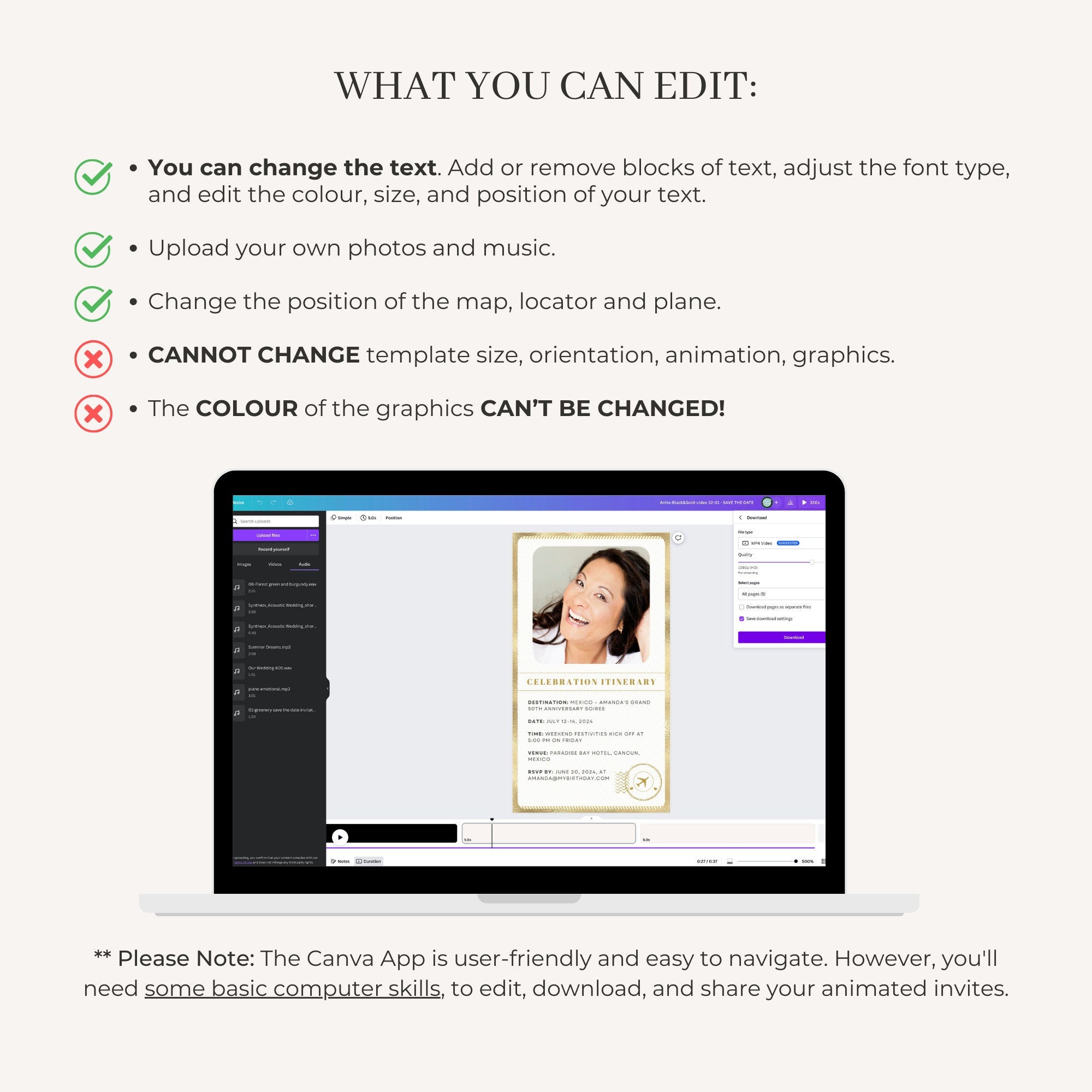Gold Passport Birthday Invitation Video Template