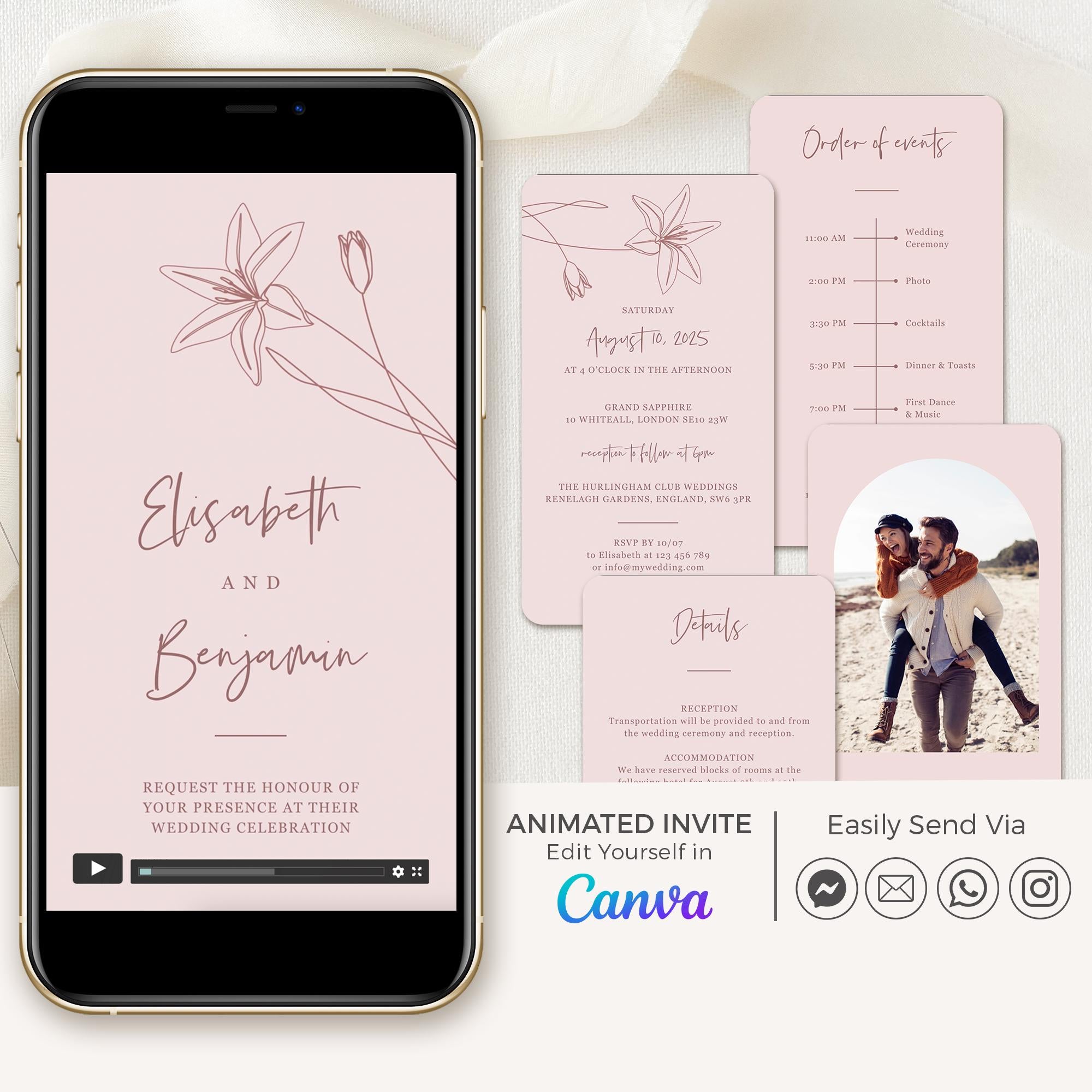 GIGLIOLA Wedding Invitation Video Template - Pink