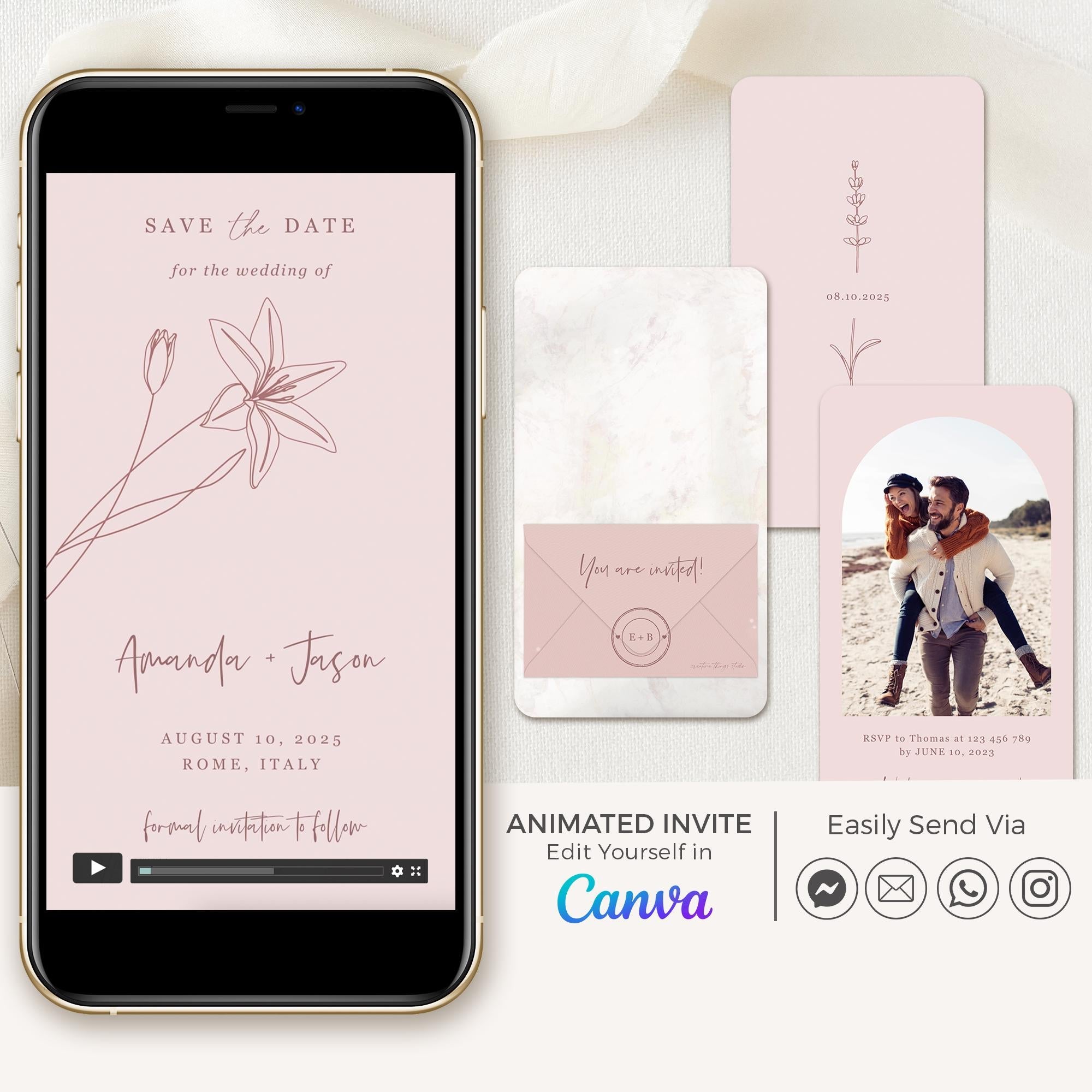 GIGLIOLA Save the Date Video Template - Pink