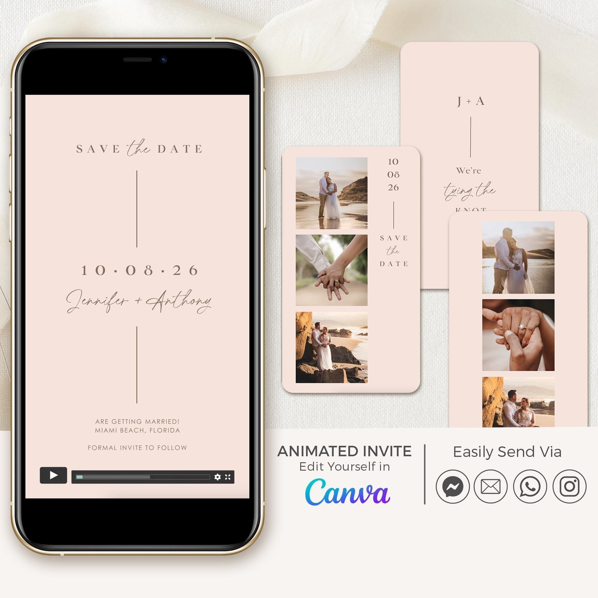 LAURA Save the Date Video Template - Blush Pink