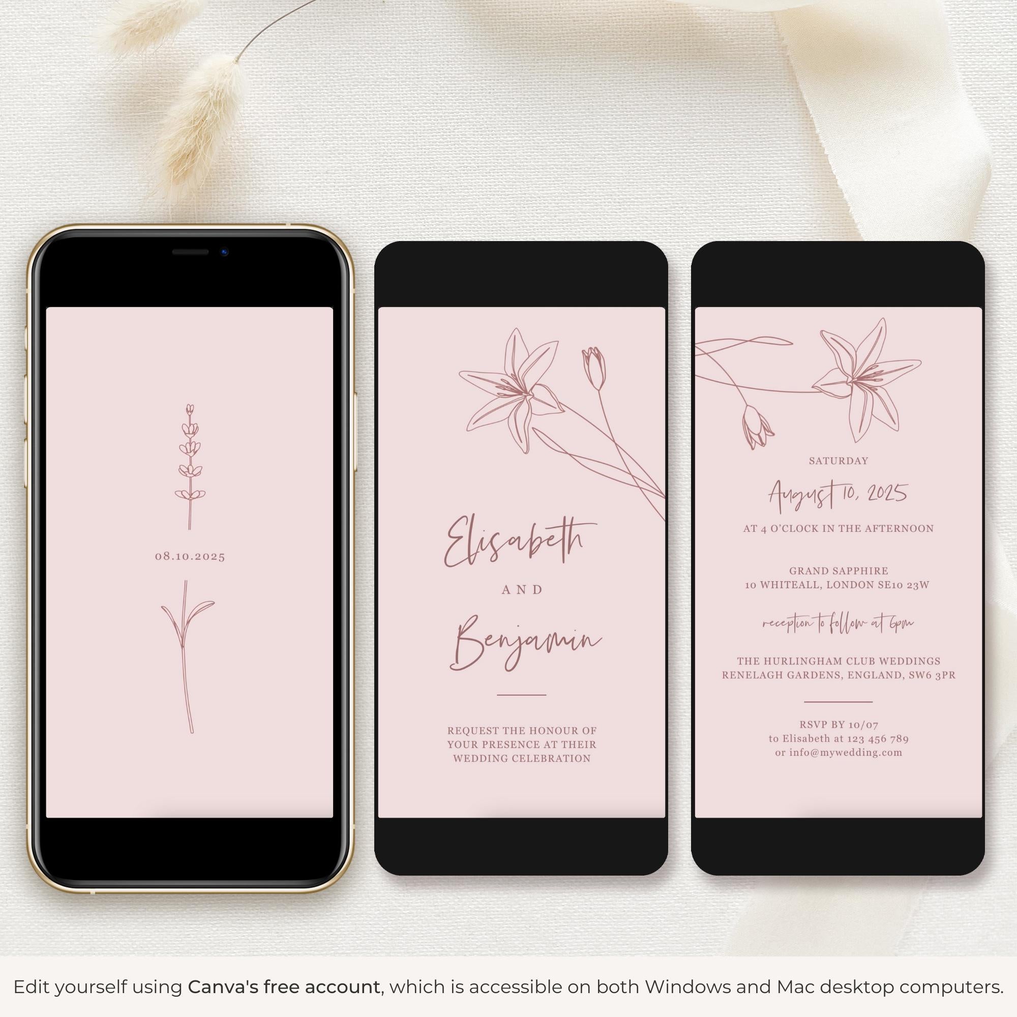 GIGLIOLA Wedding Invitation Video Template - Pink
