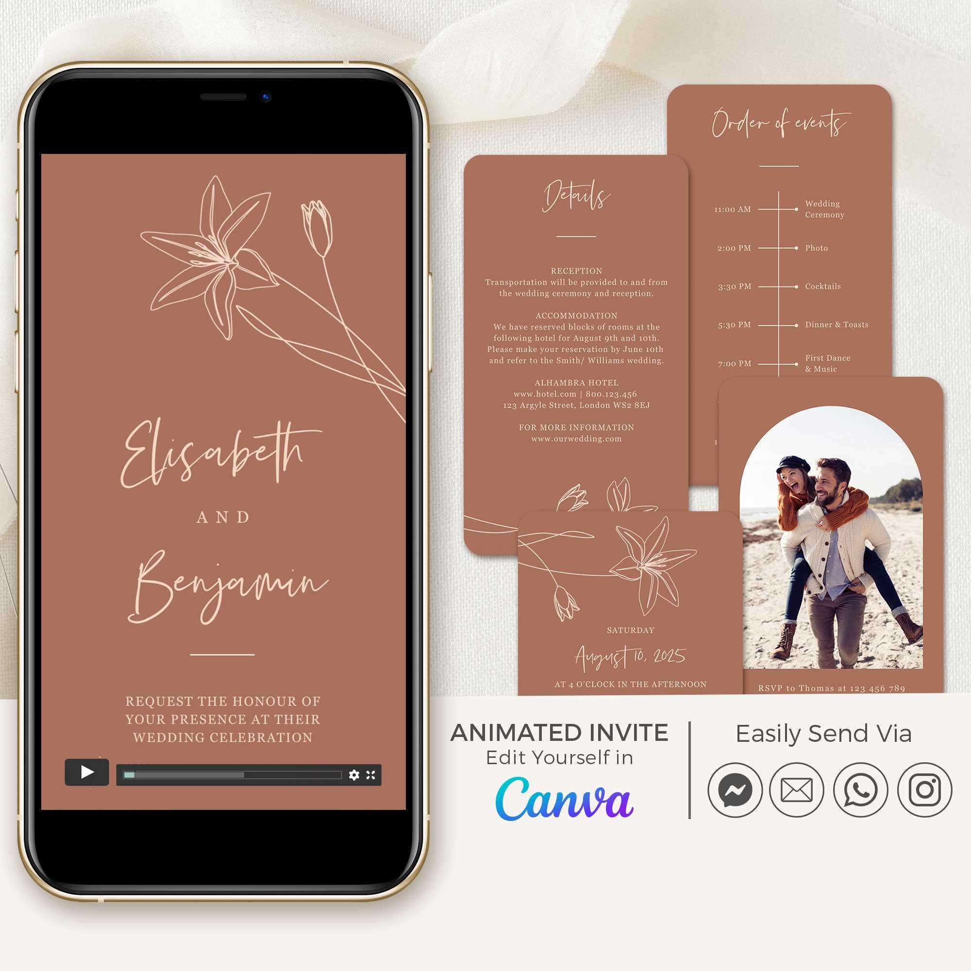 GIGLIOLA Wedding Invitation Video Template - Terracotta