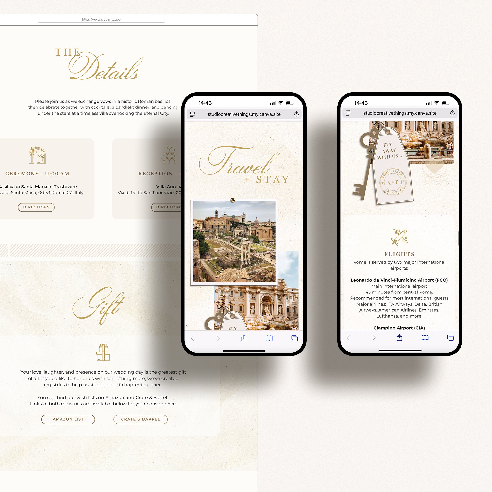 SOFIA Destination Wedding Website Template - Gold