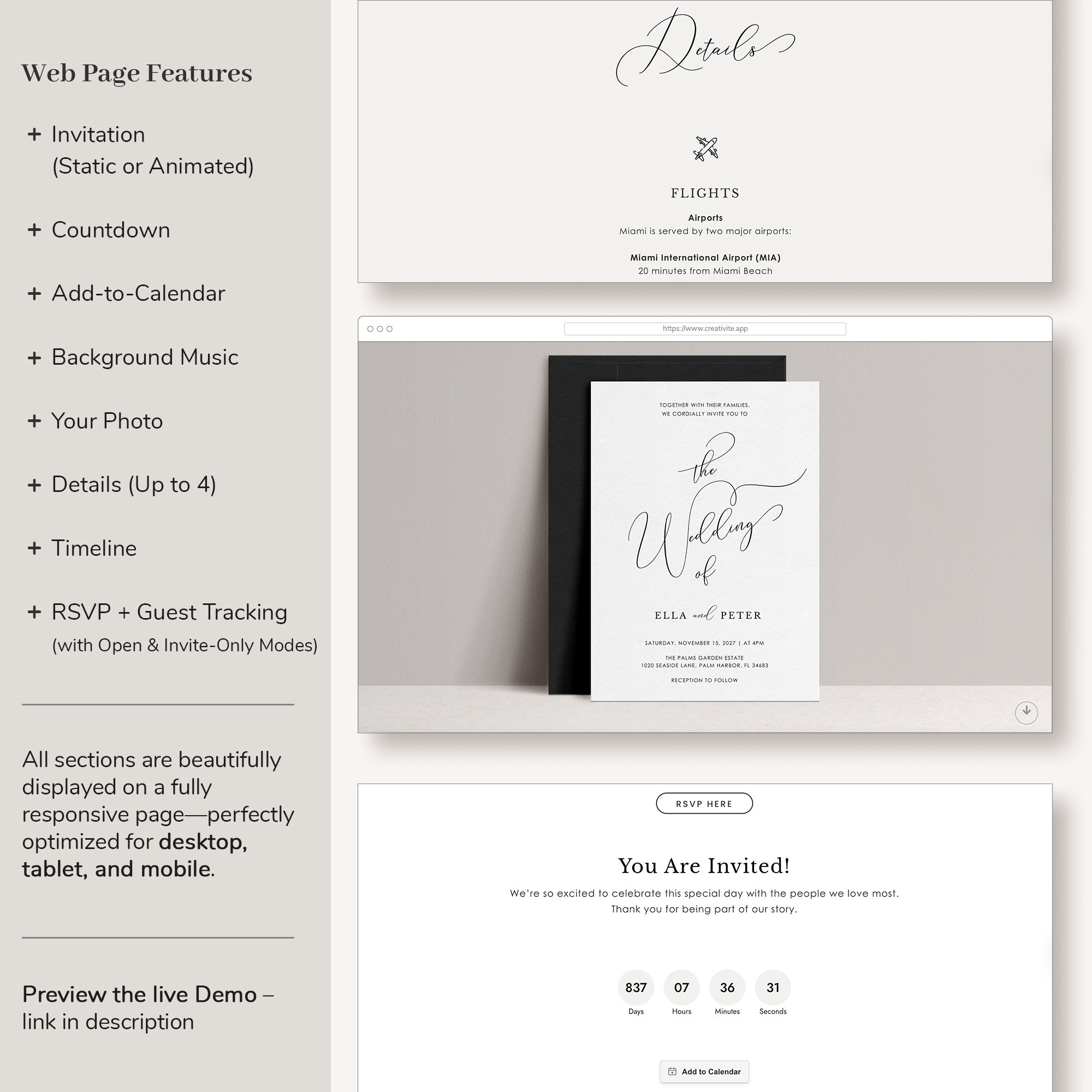 Wedding Website with Online RSVP – Premium Upgrade for Digital Invites