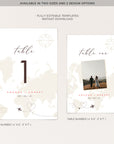 Sofia | World Map Table numbers Wedding Template