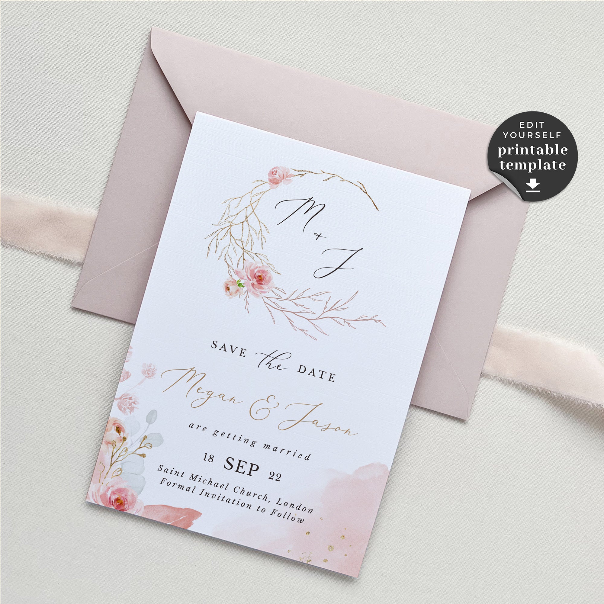 Fiorella | Romantic Save the Date Card Template