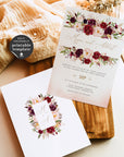 Rosita | Blush & Burgundy Wedding Invitation Set Template