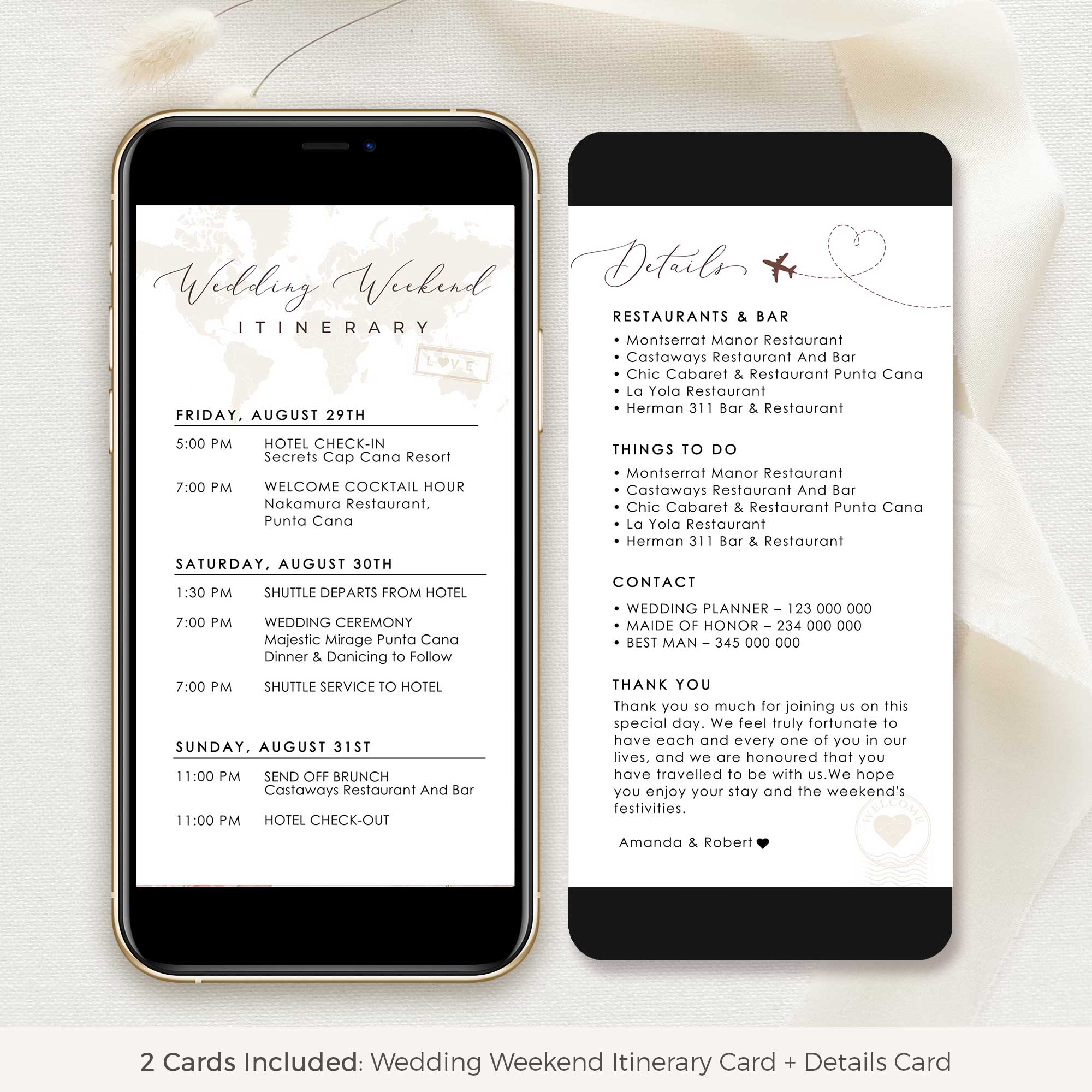 Sofia | Destination Wedding Weekend Itinerary Template Evite
