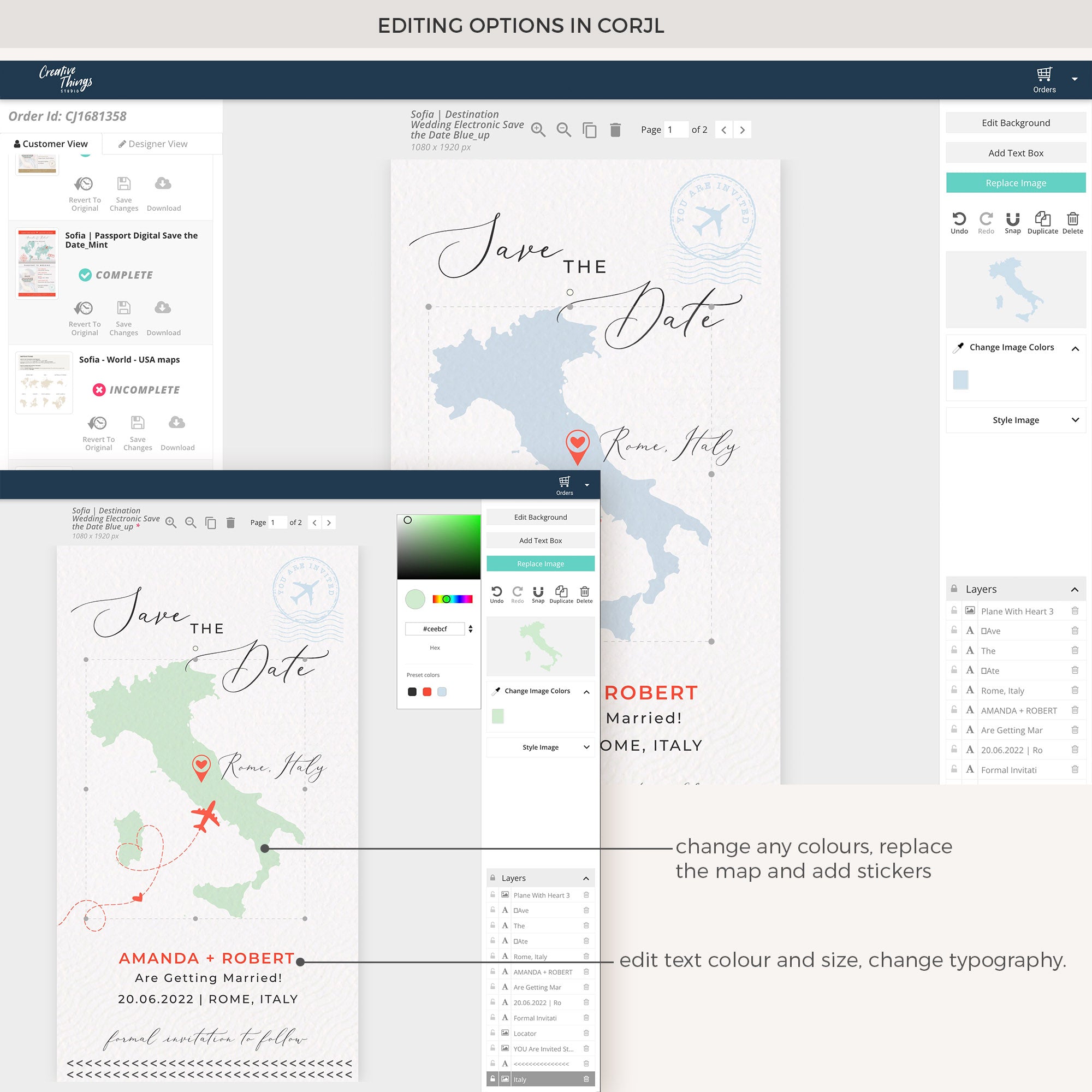 Sofia | World Map Destination Wedding Save the Date Evite
