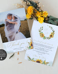 Marisol | Printable Sunflowers Wedding Thank You Cards With Photo