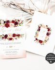 Rosita | Blush & Burgundy Wedding Invitation Set Template