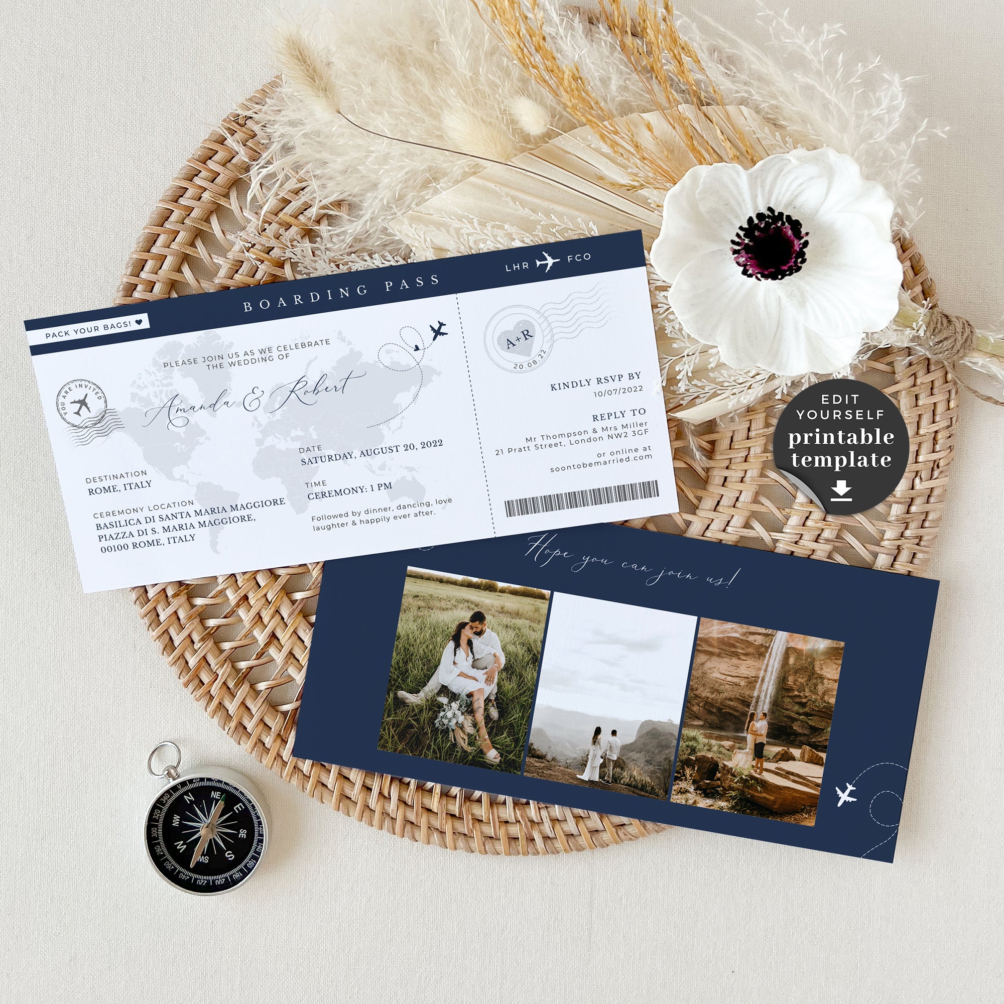 Sofia | Boarding Pass Wedding Invitation Template