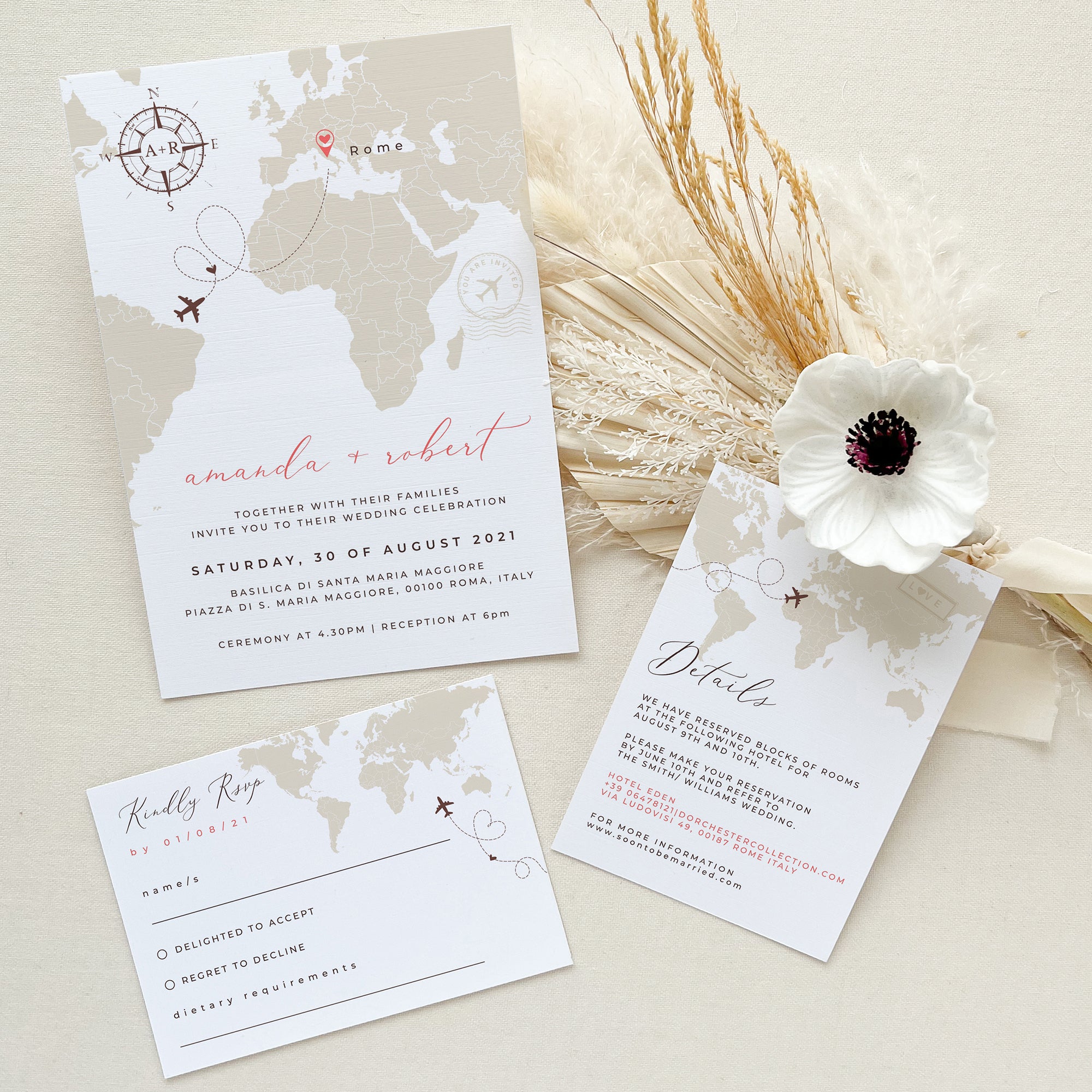 Sofia | Travel Themed Wedding Invitation with RSVP Printable