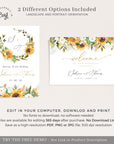Marisol | Sunflowers Wedding Welcome Sign Template