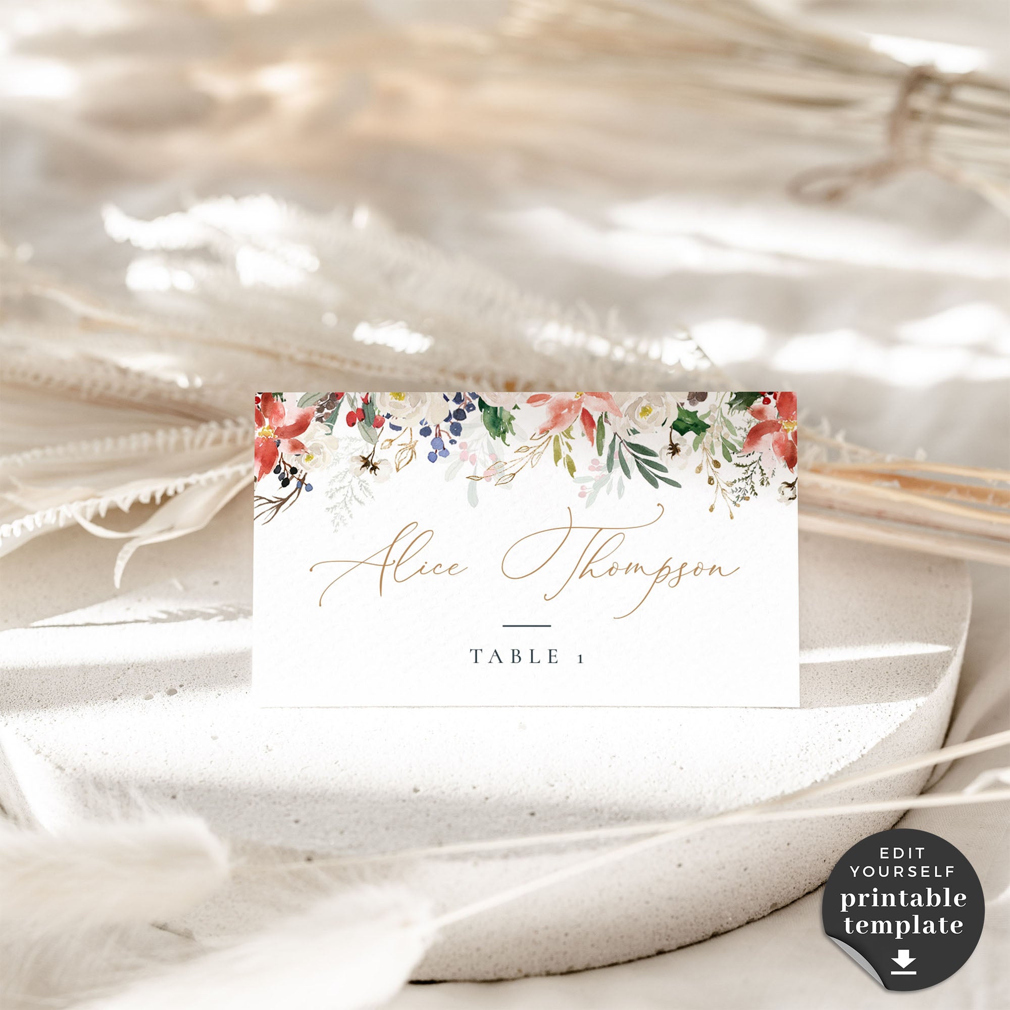 Natalia | Printable Christmas Wedding Table Place Cards