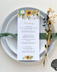 Marisol | Sunflowers Wedding Menu Template