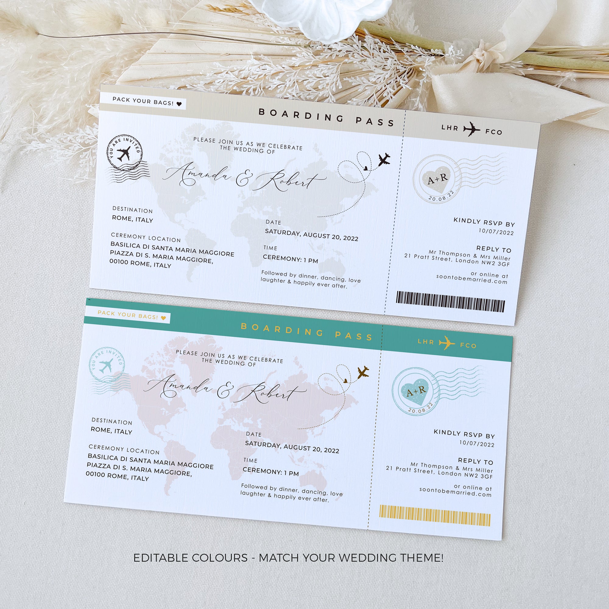 Sofia | Boarding Pass Ticket Wedding Invitation Template