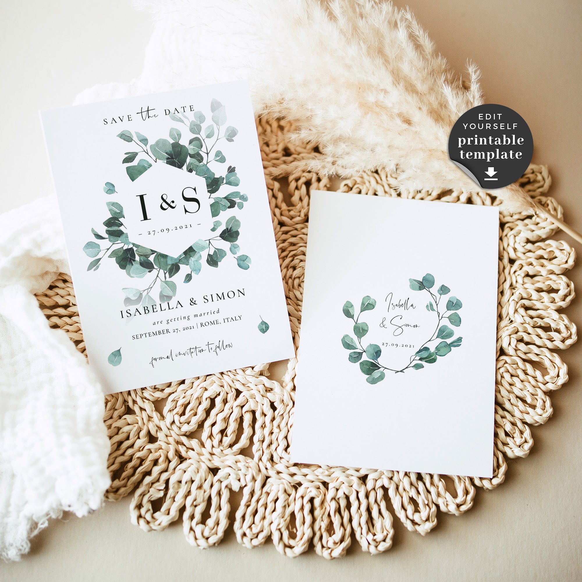 Luisa | Eucalyptus Save the Date Card Template