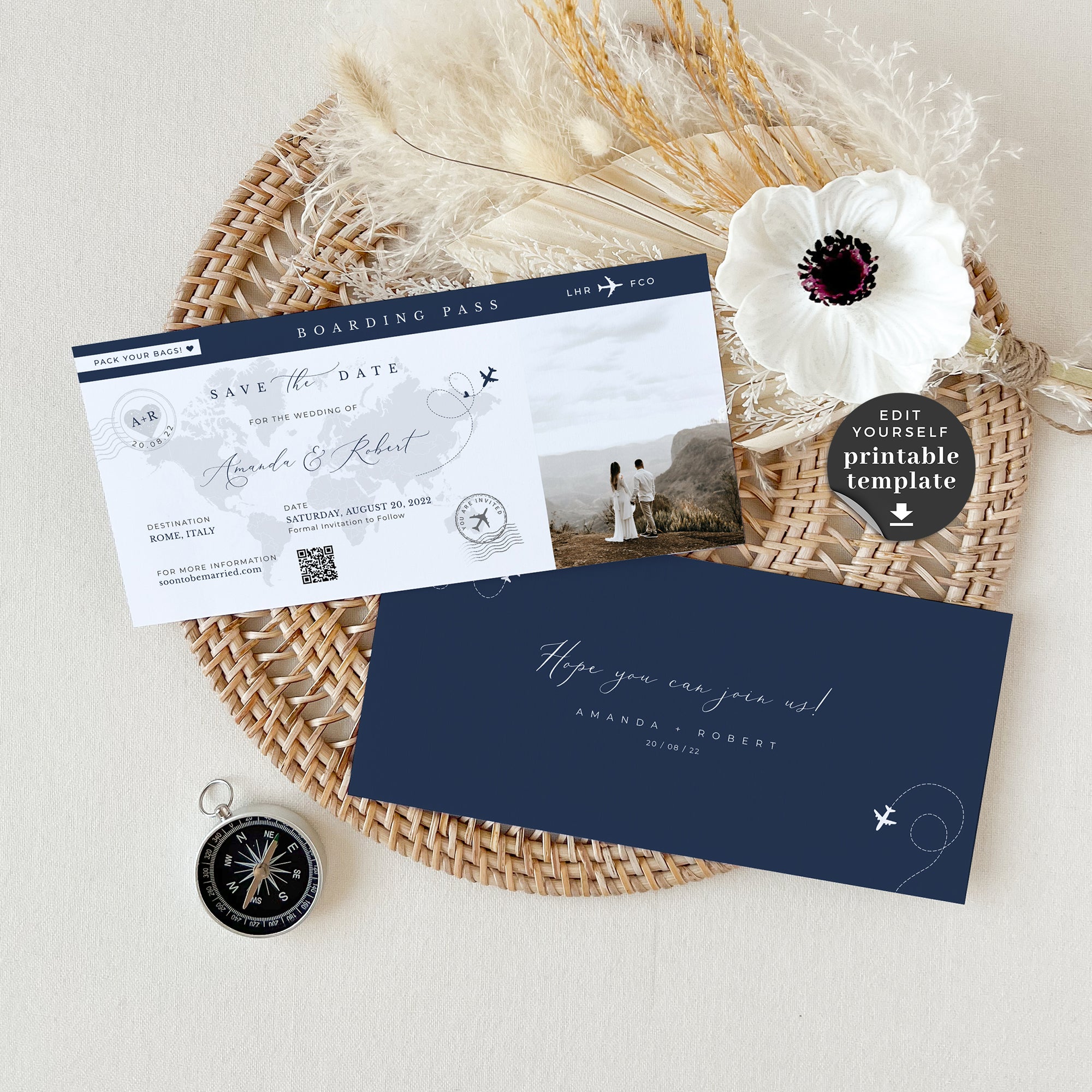 Sofia | Save The Date Boarding Pass Template