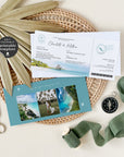 Mira | Boarding Pass Tropical Wedding Invitation Template