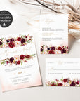Rosita | Blush & Burgundy Wedding Invitation Set Template