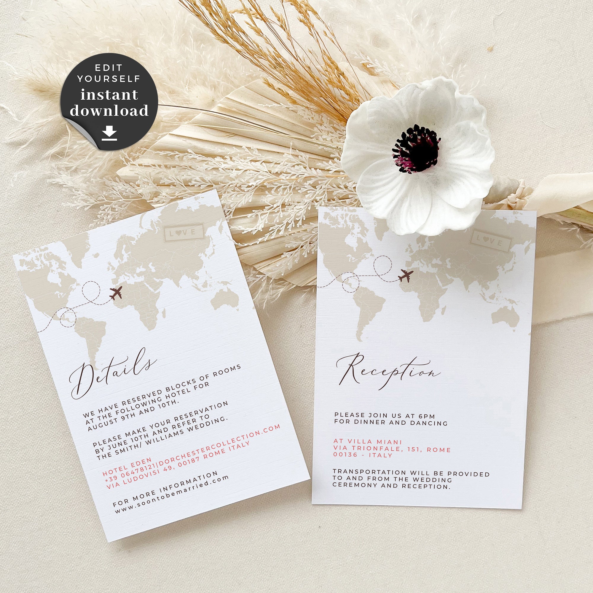 Sofia | Travel Themed Wedding Invitation with RSVP Printable