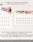 Ambra | Printable Autumn Wedding Seating Plan Template