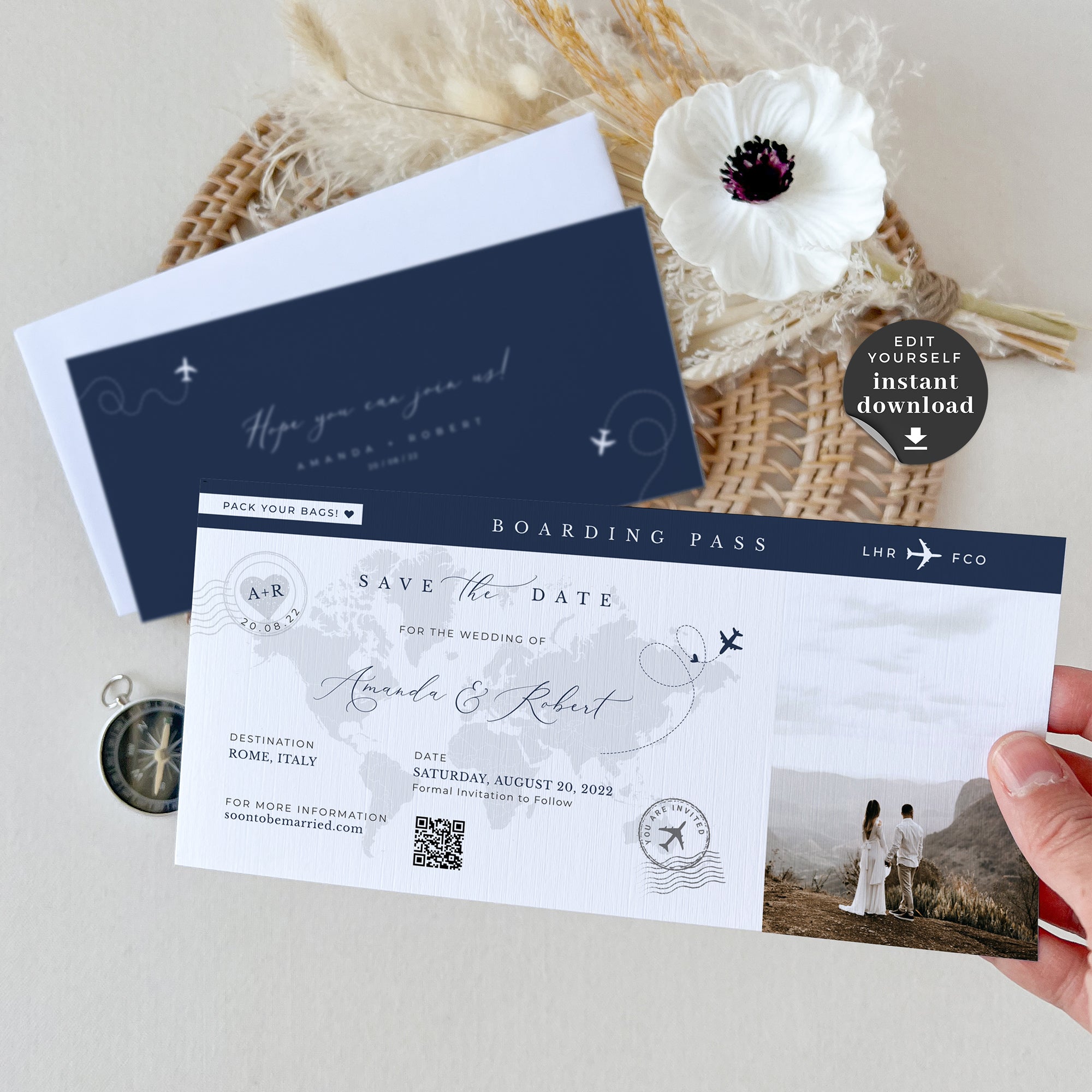 Sofia | Save The Date Boarding Pass Template