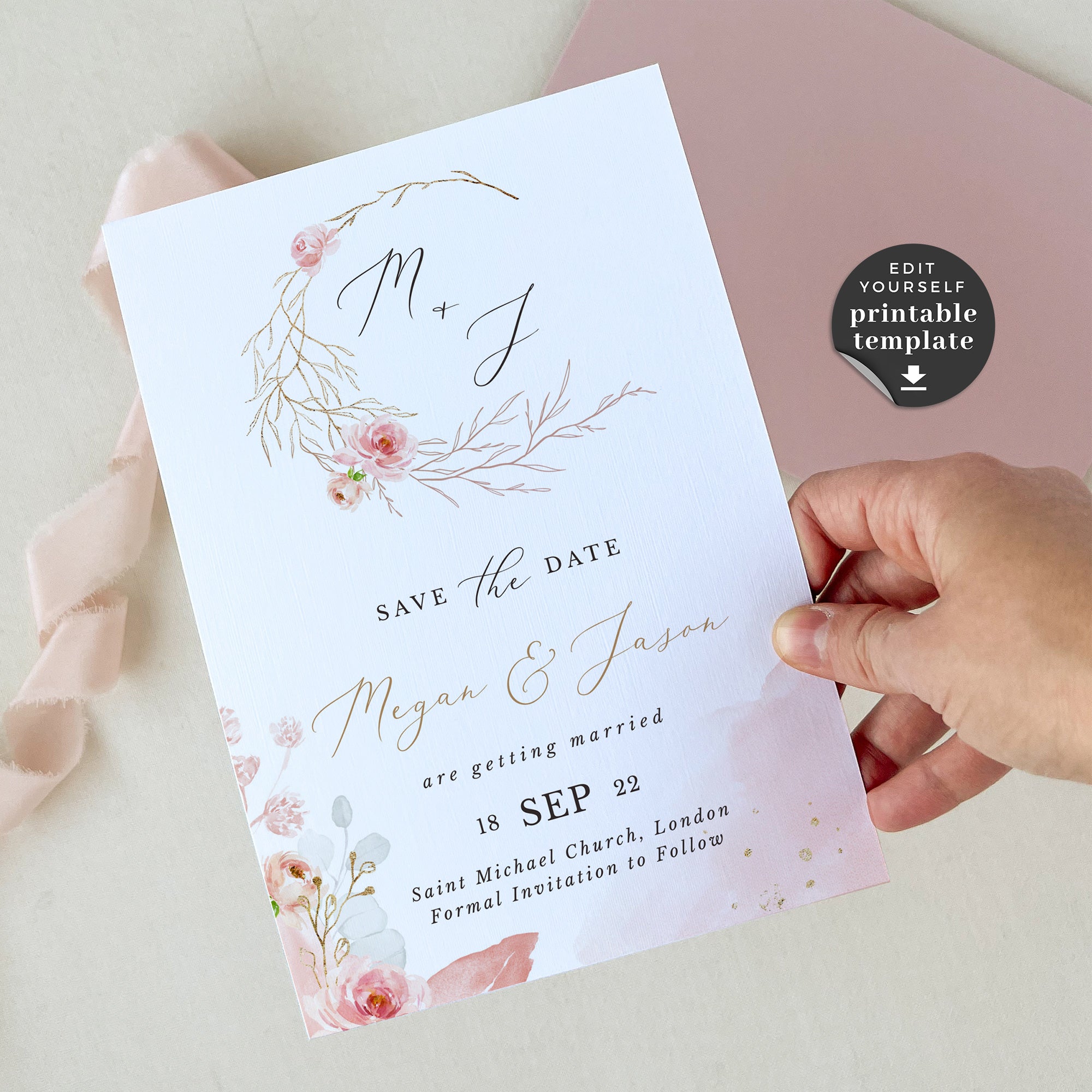 Fiorella | Romantic Save the Date Card Template