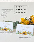 Marisol | Sunflowers Wedding Place Cards Template