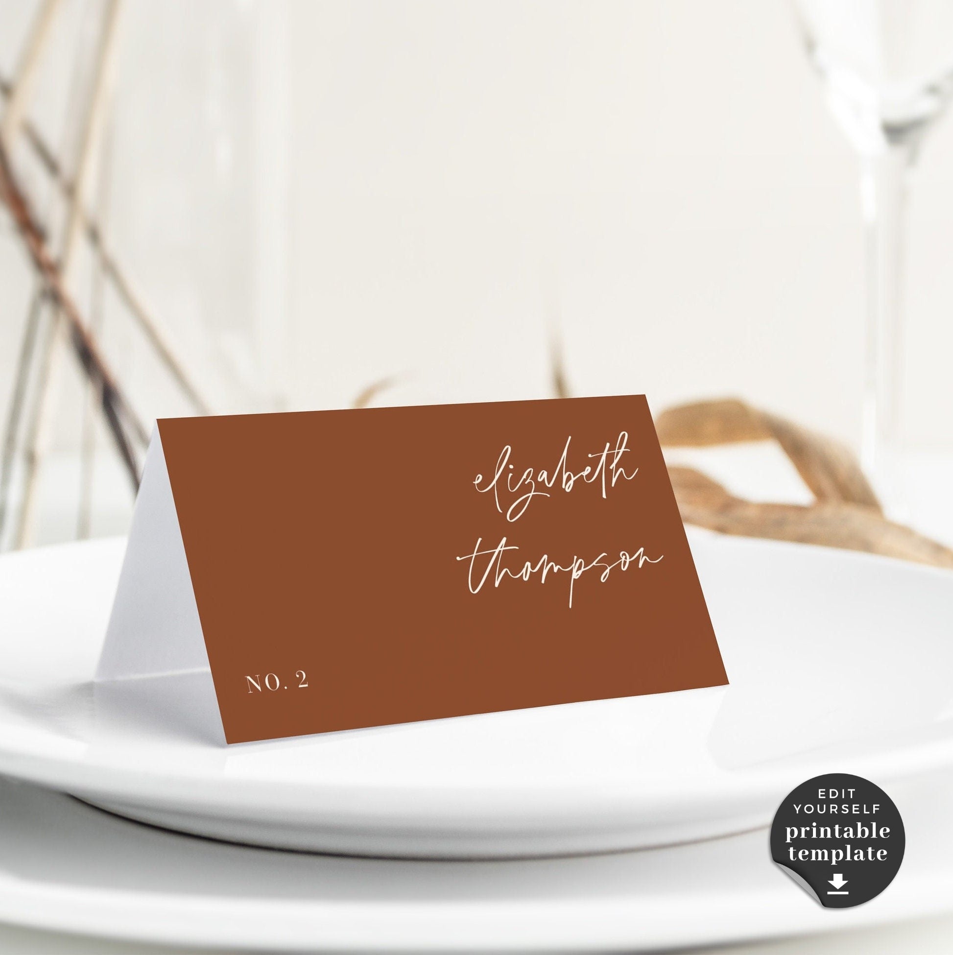 SIENNA Terracotta Place Cards Template