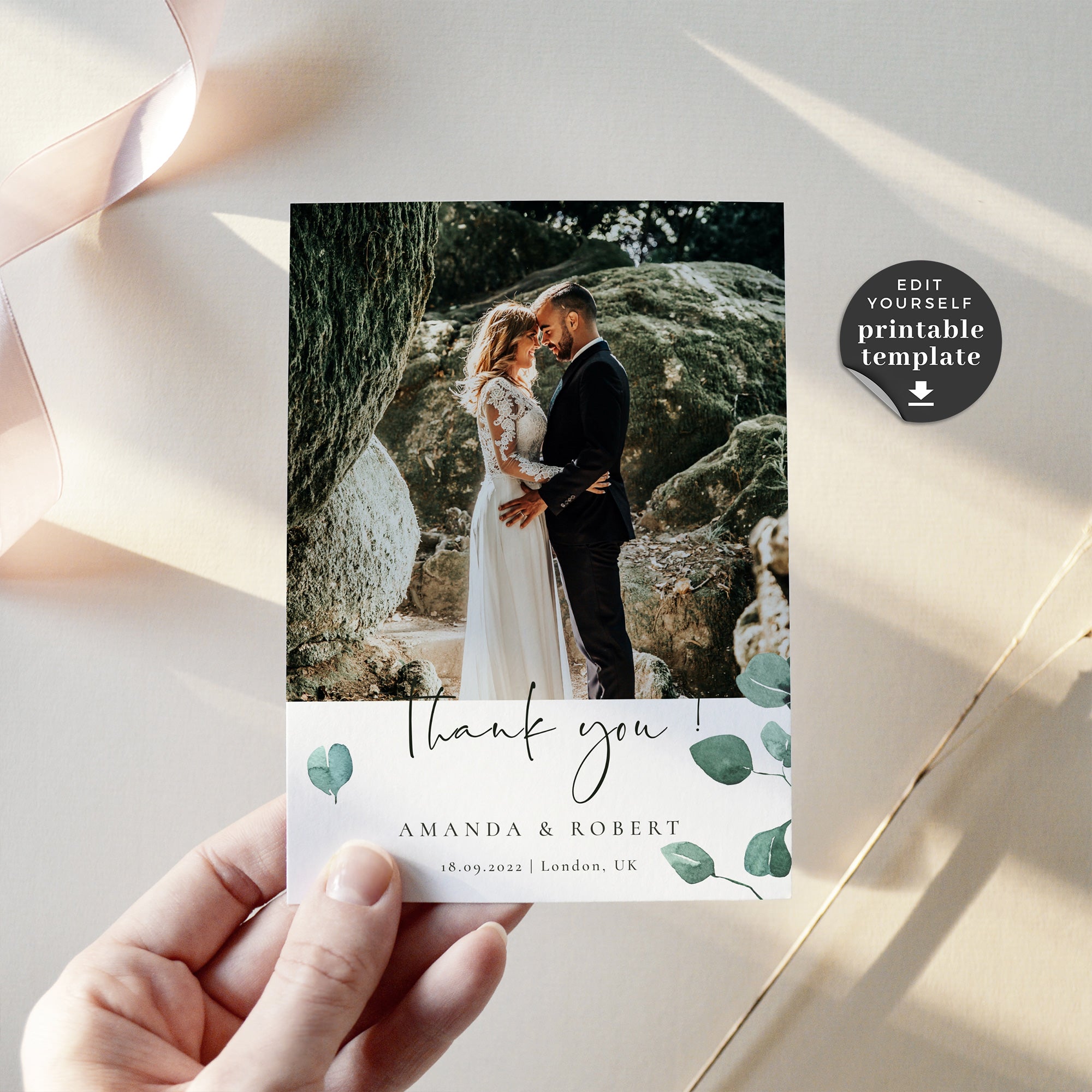 Luisa | Printable Wedding Thank You Card With Photo
